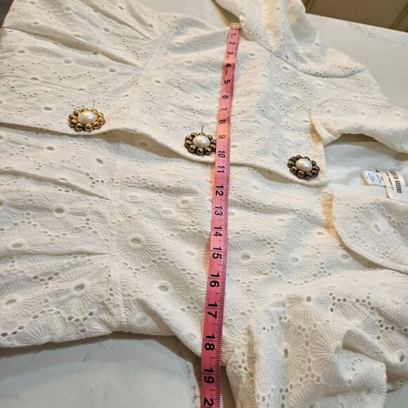 Skirtin Around Coat Dress Size 8 White Eyelet Cotton Y2K Retro Vintage Boho - Picture 11 of 14